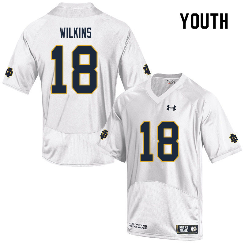 Youth #18 Joe Wilkins Notre Dame Fighting Irish College Football Jerseys Sale-White